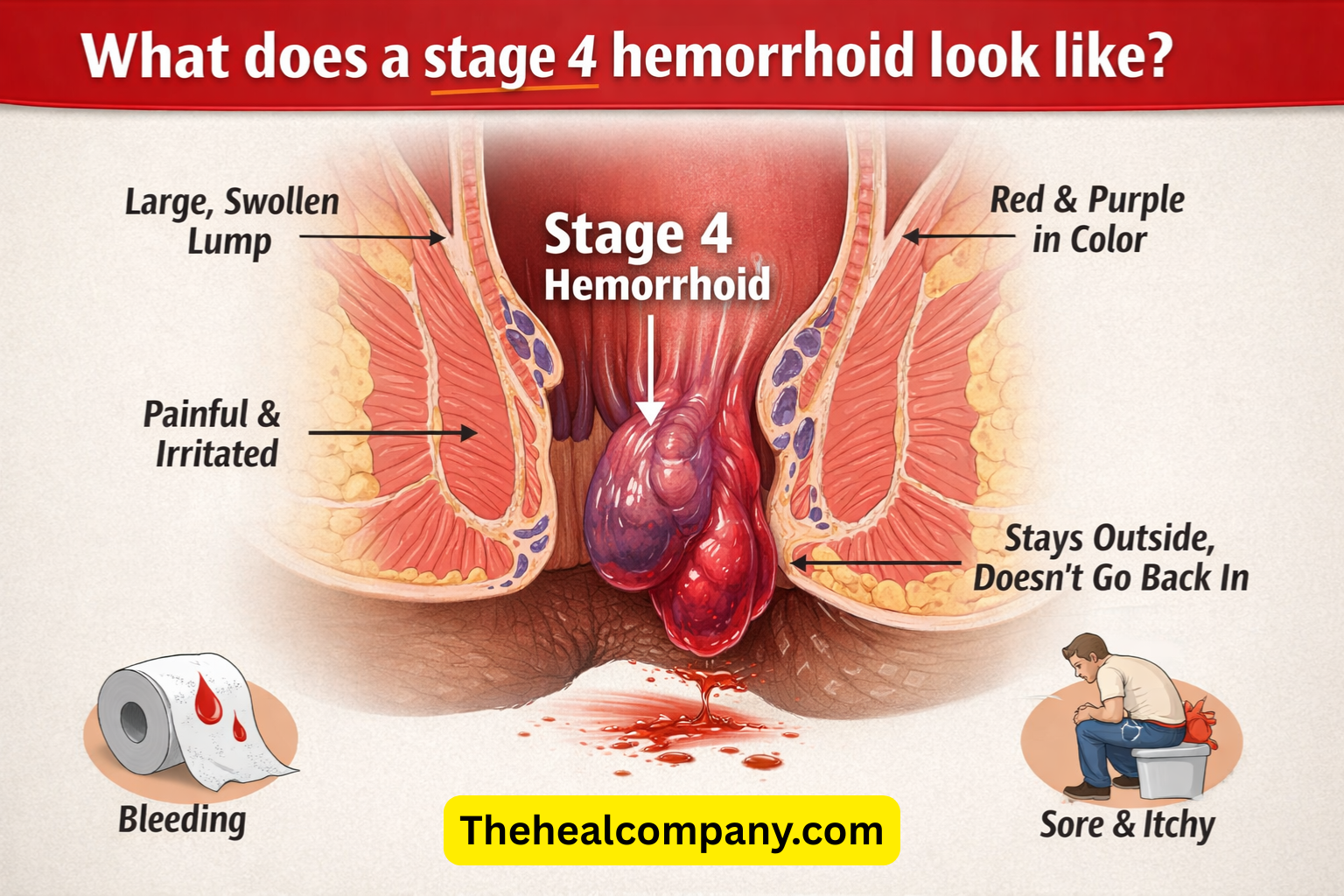 What does a stage 4 hemorrhoid look like?