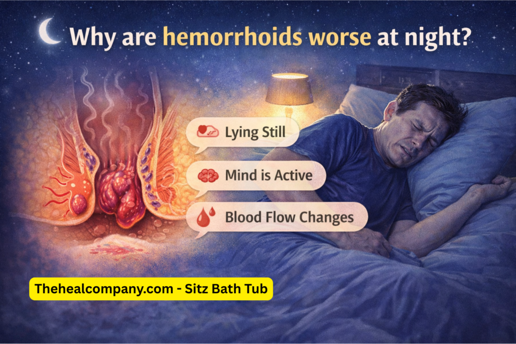 Why are hemorrhoids worse at night?