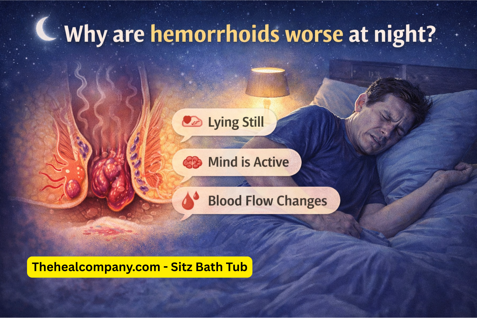 Why are hemorrhoids worse at night?